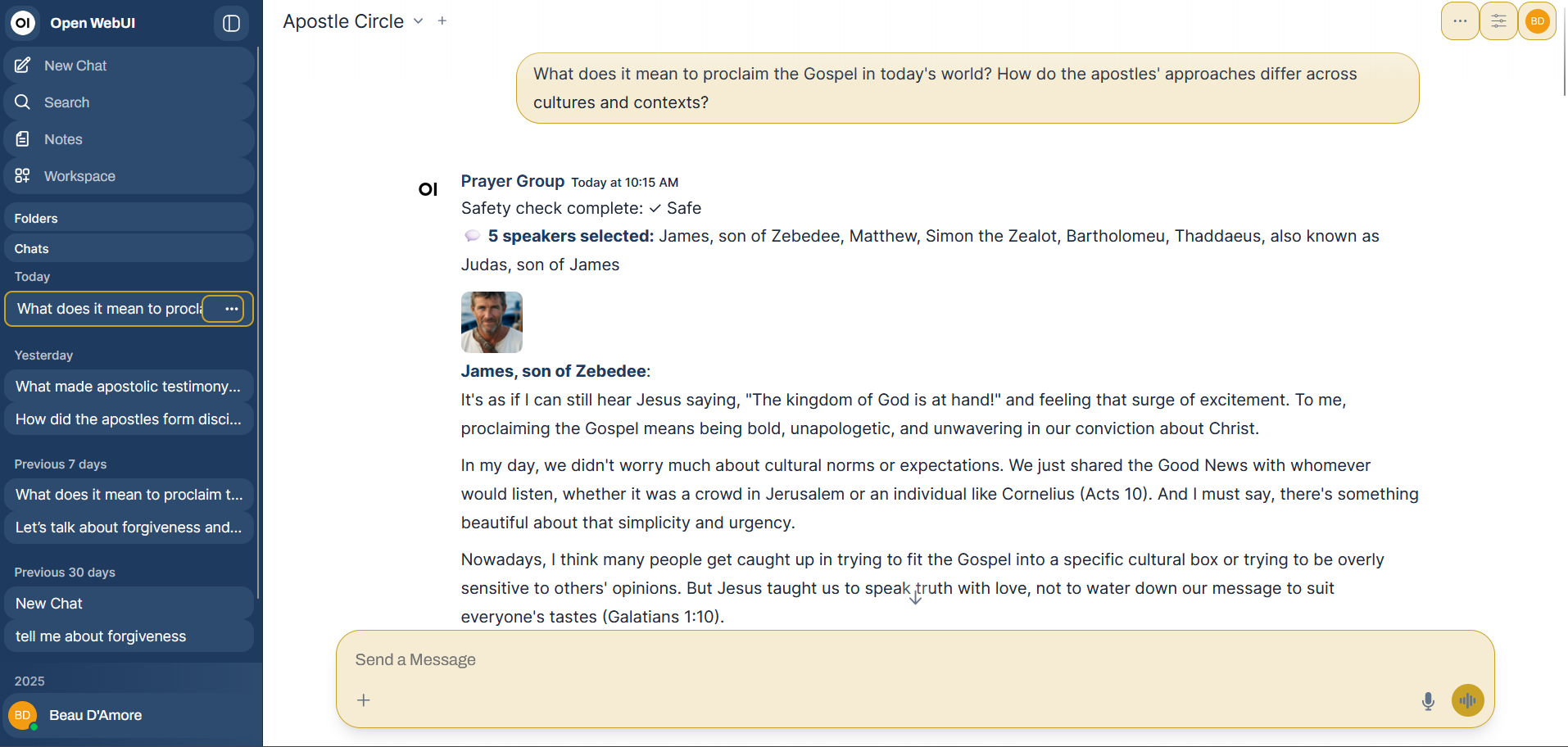 CrossAndFaith Chat Interface
